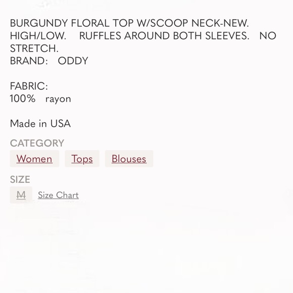 BURGUNDY FLORAL TOP - Picture 7 of 7